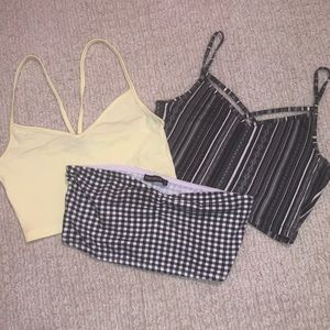 set of three mini tank crop tops